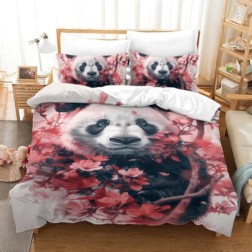 Housse de couette panda 3D 140x200 ensemble literie microfibre single