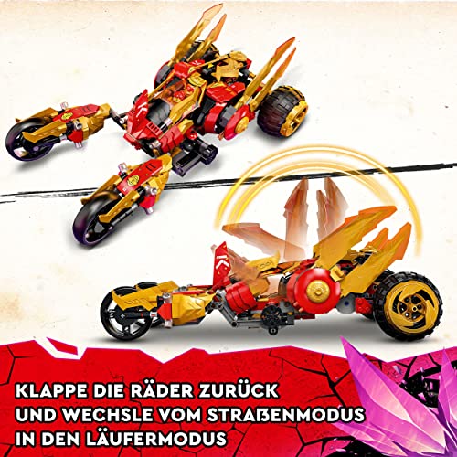 LEGO 71773 NINJAGO Kais Golddrachen-Raider Set, mit Auto und Motorrad-Spielzeug inkl. Kai und eine goldene Cole Legacy-Figur, Spielzeug für Kinder ab 8 Jahren