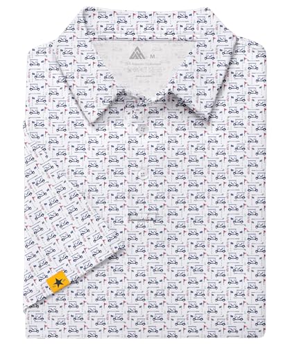 Image of ZITY Mens Golf Polo Shirts Short Sleeve UPF 50+ Performance Moisture Wicking Print Pattern Casual Collared Golf Shirt for Men