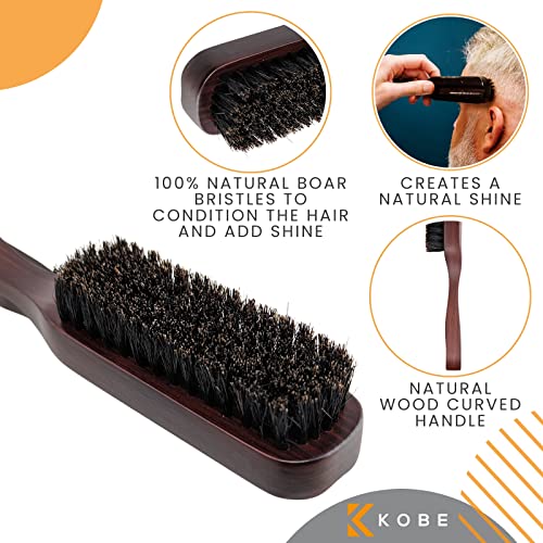 Kobe Professional Men's Beard and Fade Brush - Men’s Boar Bristle Hair Brush/Beard Brush - For Fading & Moustache Styling (Orson) - Image 3