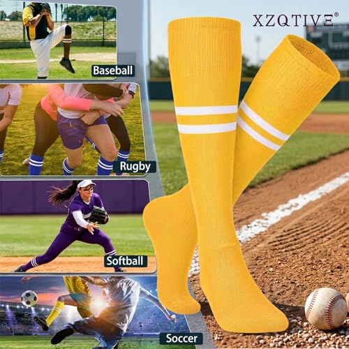Image of XZQTIVE Baseball Softball Socks and Belt Combo Set Adjustable Softball Socks and Elastic Belt for Kids Youth Adult