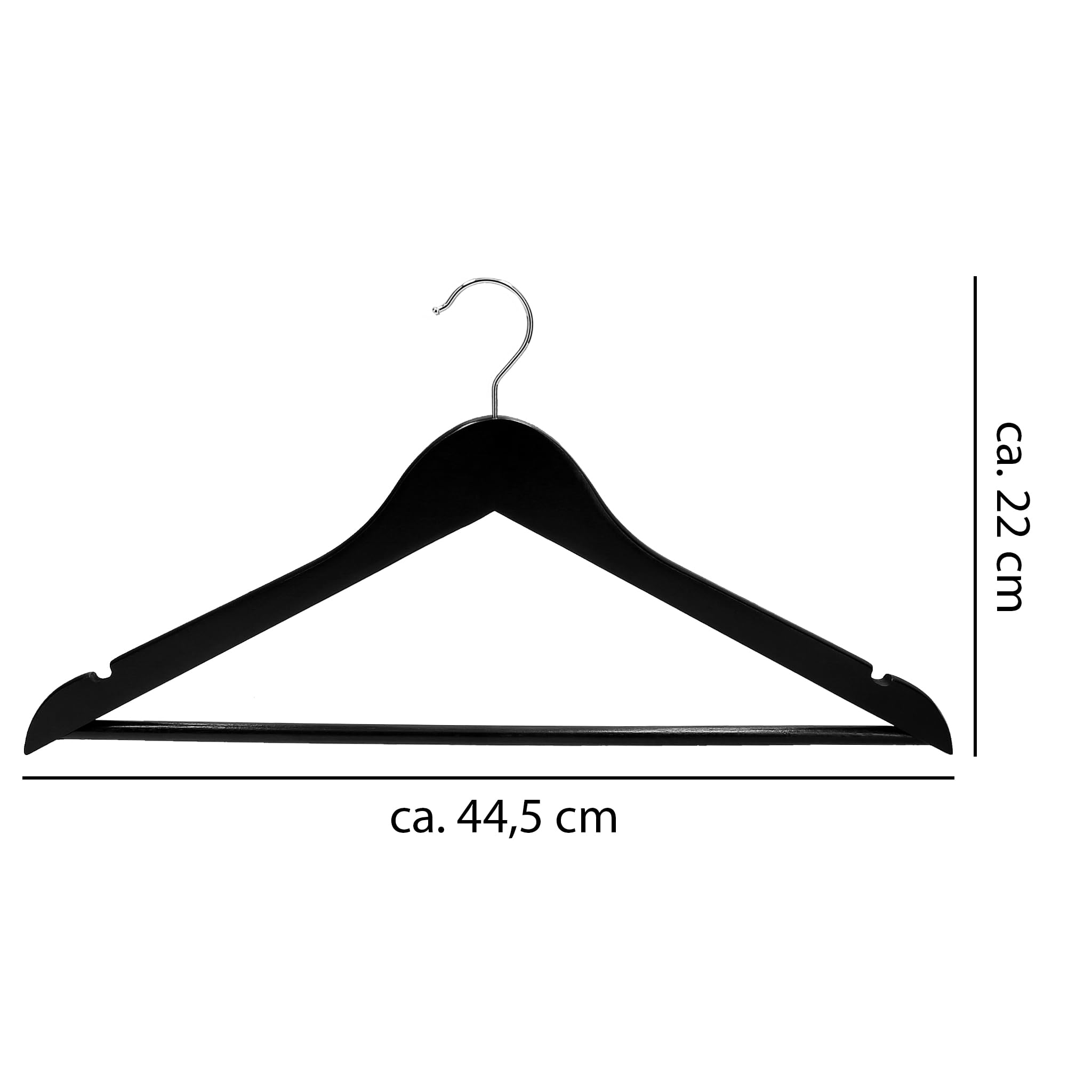 VonBueren 50x Kleiderbügel Holz schwarz, Holzkleiderbügel, Holzbügel, Bügel | Holzkleiderbügel, Bügel mit 360° drehbarem Haken, Hangers Clothes für Hemden, Jacken, Hosen, Anzüge und Garderobe