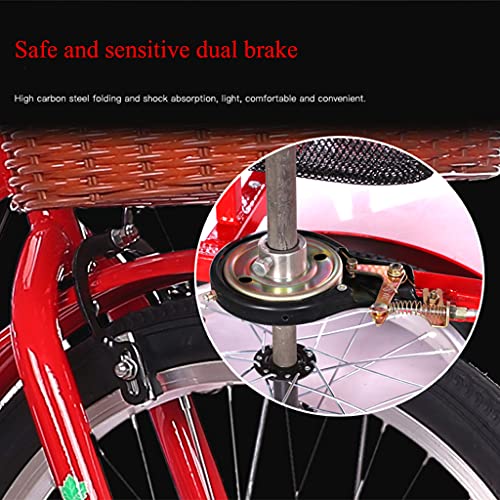 3-Rad-Fahrrad, rotes Trike-Fahrrad mit Einkaufskorb, Dreirad für Erwachsene, für Senioren, Damen, Herren, Trikes, Freizeit, Einkaufen, Picknick – Bild 5