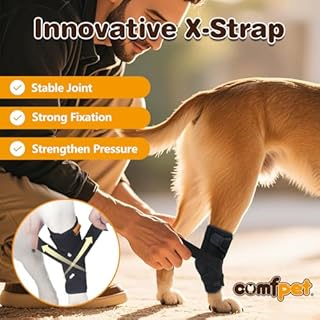 COMFPET Ginocchiera per Cani, tutore per Zampa di Cane per distorsione del legamento crociato, artrite - Mantiene Stabile l'articolazione, Cura Le lesioni alle Zampe e previene Il leccamento (L)