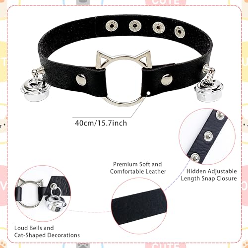 Orgoue Cat Costume Accessories, Fox Wolf Costume Accessories Black Cat Tail Ears Headband for Adult Women for Halloween - Image 4