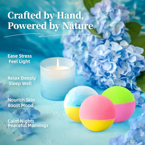 Bath Bomb Gift Set – 10 Handmade Bath Bombs with Natural Ingredients, 5 Aromatic Scents, Relaxing Spa Bombs for Women, Men, and Kids, Best Birthday Gifts for Stress Relief and Relaxation - Image 3