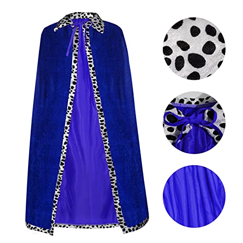 jerbro King's Robe Queen Coat Velvet Coat Costume + Crown King Queen for Women Men Halloween Adults Theme Party Theatre Fancy Dress Cosplay Carnival Fancy Dress Accessories (Blue - Image 4