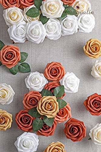 Serwalin Artificial Flowers 25Pcs Orange Ombre Foam Roses Fake Cake Flowers For Diy Wedding Bouquets Bridal Shower Centerpieces Floral Arrangements Party Tables Home Cake Decorations #TOP3