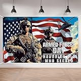 Aperturee Armed Forces Day Banner 70.8 x 43.3 Inch – Honoring All Who Served Military Celebration Backdrop, Patriotic Veterans Day Decorations for Indoor Outdoor Party Supplies