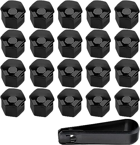 TRASKA Copridadi Ruota,per Smart Fortwo Forfour 453 451 450,Antiruggine Copri Bulloni Cerchi Auto Antifurto Auto Accessori,A-Black-17mm