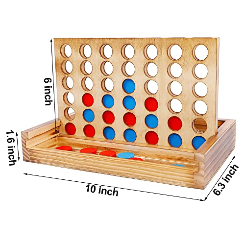 Glintoper JZ-DK Tic Tac Toe & 4 In A Row Table Games Set - Rustic Decor Wood Strategy Board Games thumb #2
