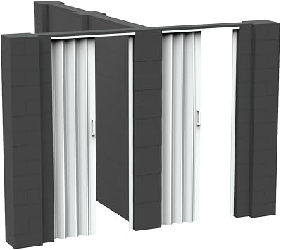 EverBlock 10 x 10 x 7 T-Shaped Wall Kit with 2 Accordion Doors | 3 x 7 Doorways | Modular Building Blocks | Room Divider & Partition | Easy to Connect & Reuse | Indoor & Outdoor Use | Dark Gray