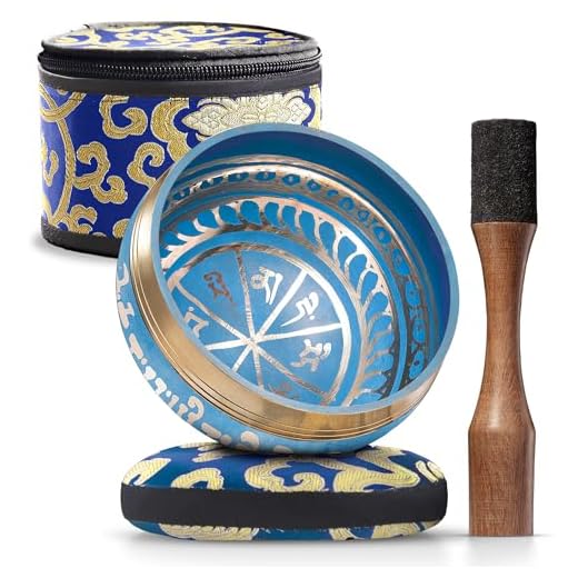Juego de Cuencos Cantores Tibetanos Grabados a Mano con Estuche – Cuenco de Meditación & Cuenco Sonoro con Cojín, Mazo – Antiguo Cuenco Tibetano para Terapia – Elementos de Decoración Espiritual