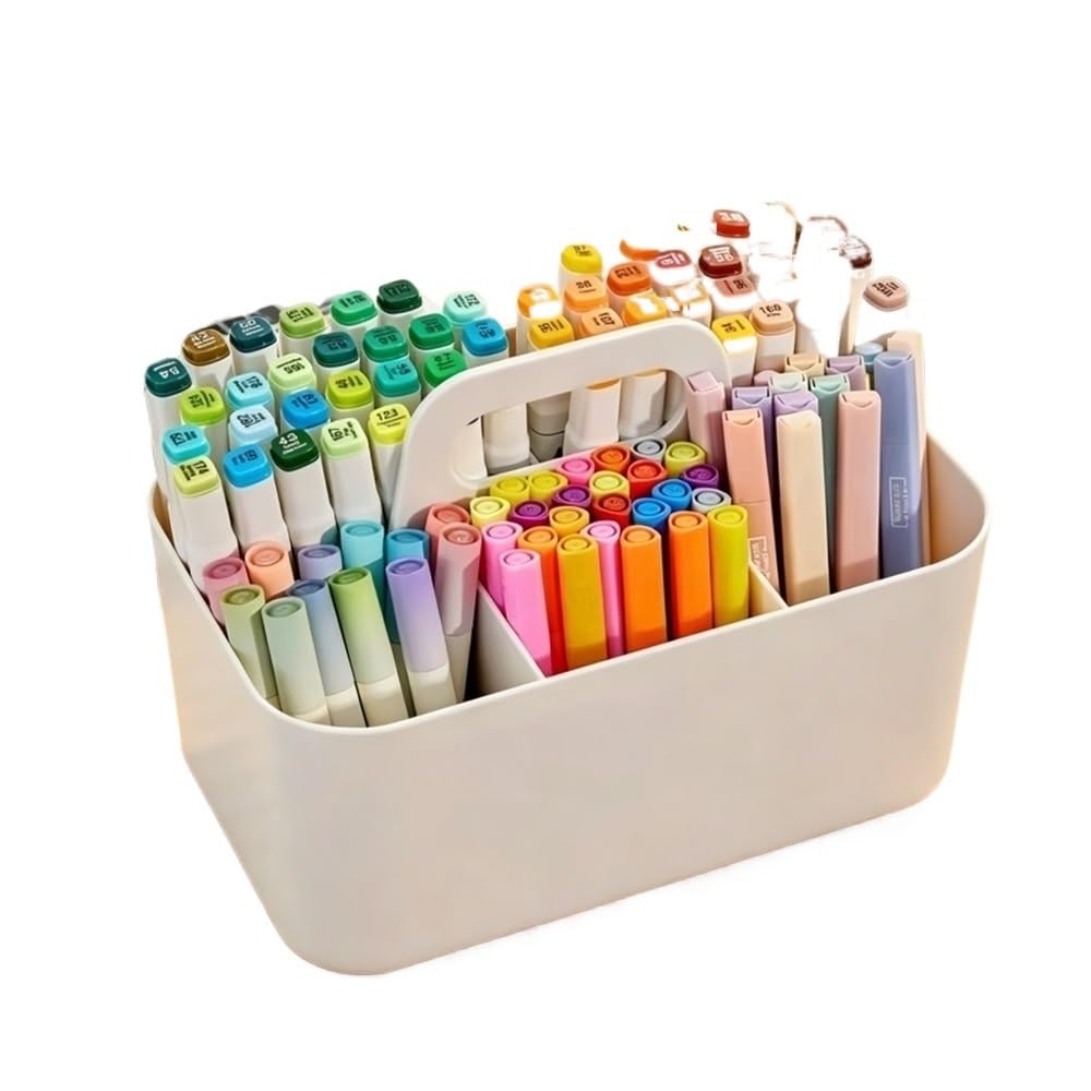 carxterken 5-Compartment Plastic Storage Basket For Office Stationery Pens Pencils(Brassy)