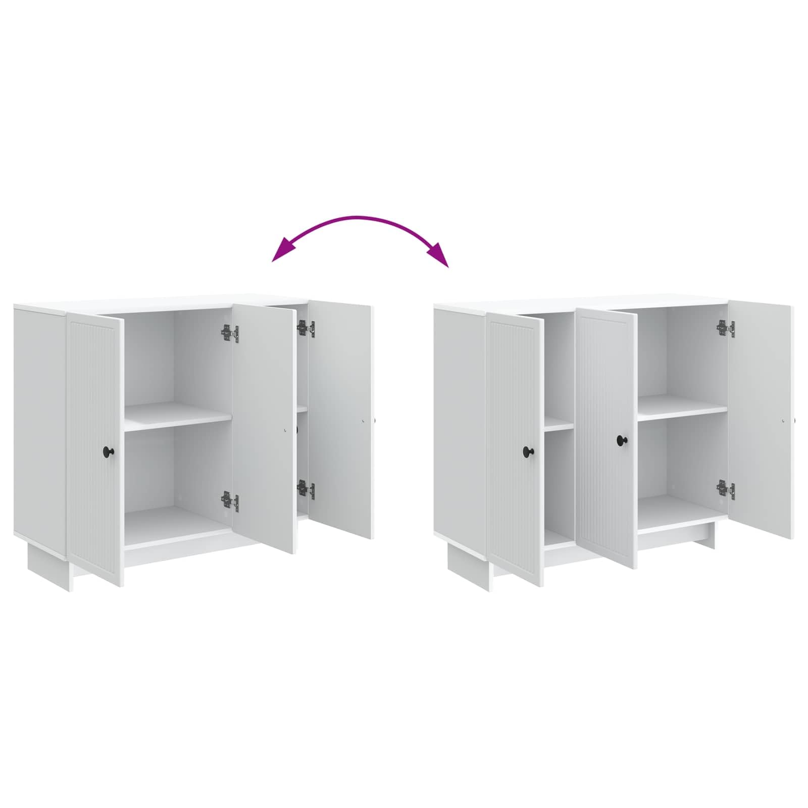 Credenza bianca 89 x 34,5 x 80 cm comò con 3 ante