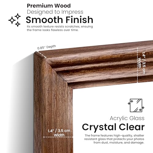 Image of Handmade Wooden Rectangular Photo Frame, 12 X 18 inch Display for Artworks, Pictures and Photos of Your Loved Ones, Best for Home, Office, Wall Decor, Living Room, Bedroom, Clove Brown