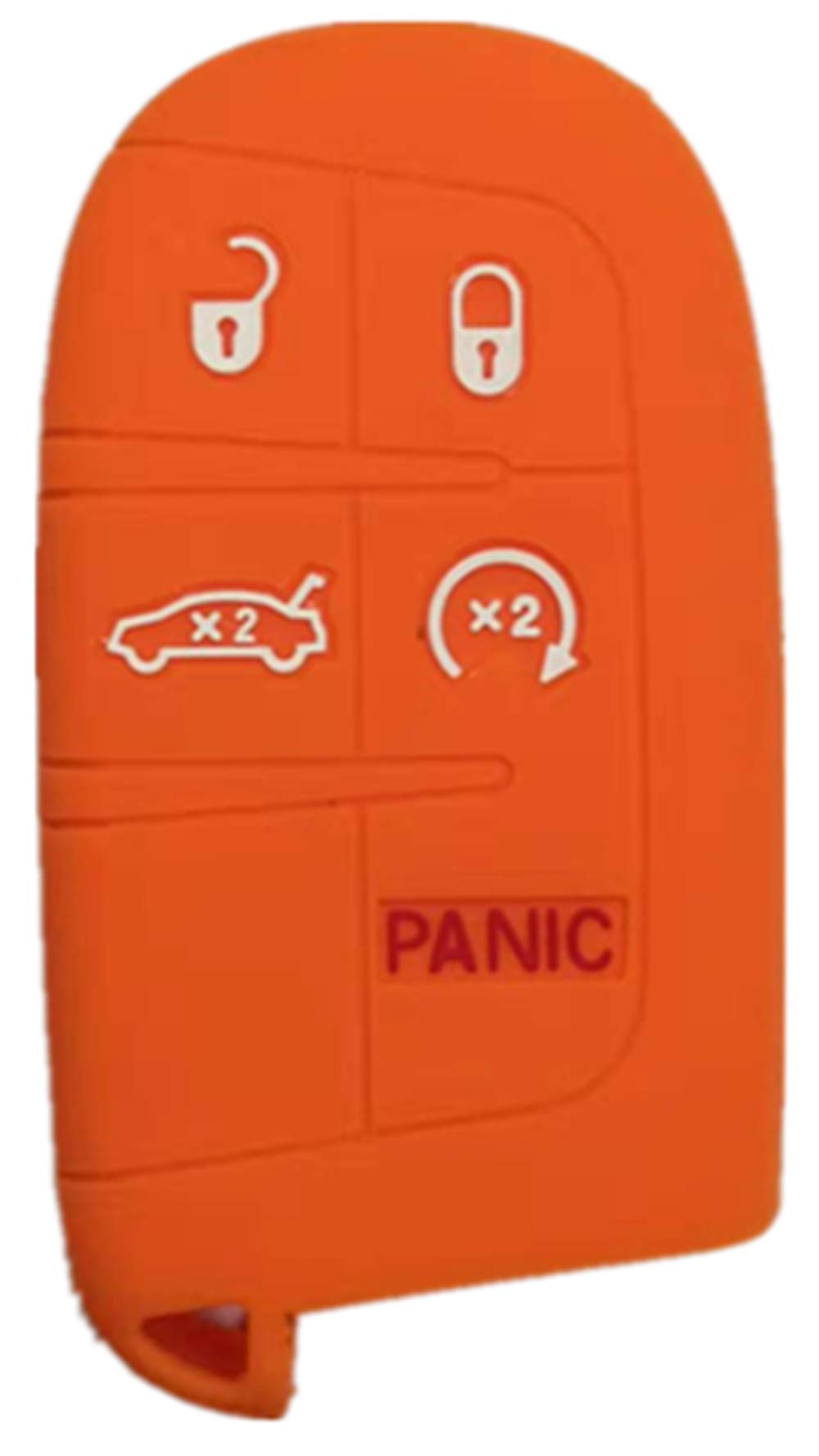 Silicone Keyless Entry Remote Key Fob Cover Case Fit for Jeep Grand Cherokee Dodge Challenger Charger Dart Durango Journey Chrysler 200 300 (Orange 5 Buttons)