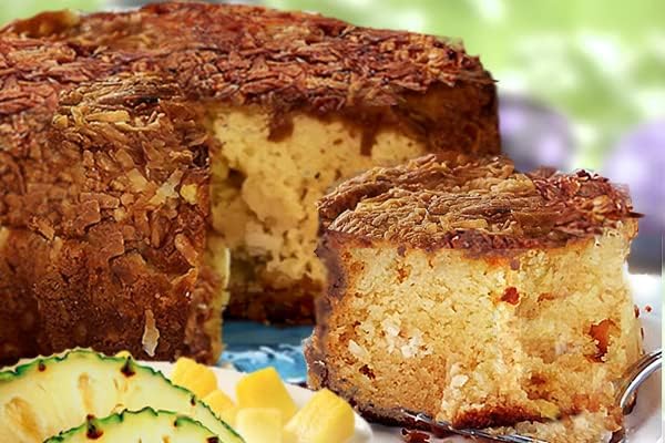 LARGE My Grandma's Pineapple Coconut Coffee Cake - 3.1 lb, Delectable Combo of Coconut & Pineapple, Kosher Certified & Trans Fats Free, Amazingly Delicious Gourmet Food Gift for Special Occasions
