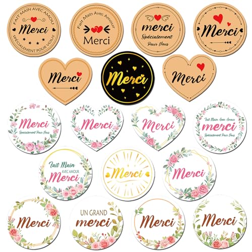 Lot de 144 stickers "Merci"