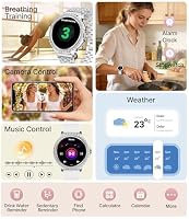 LIGE Smartwatch Damen Bluetooth Anrufe für Android iOS 1,32" HD Full Touch Screen Frauen Fitnessuhr Silber Diamant Edelstahl,Herzfrequenz,Schlaf Monitor,Schrittzähler, Kalorien,100+ Sport Mode – Ansicht 7