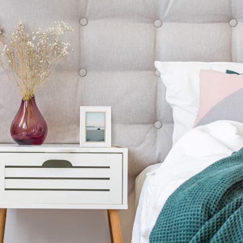 Graduationmall 4X6 Picture Frames, Real Glass, Display Photos For Wall Or Tabletop, White With Gold Beads, 2-Pack #TOP1