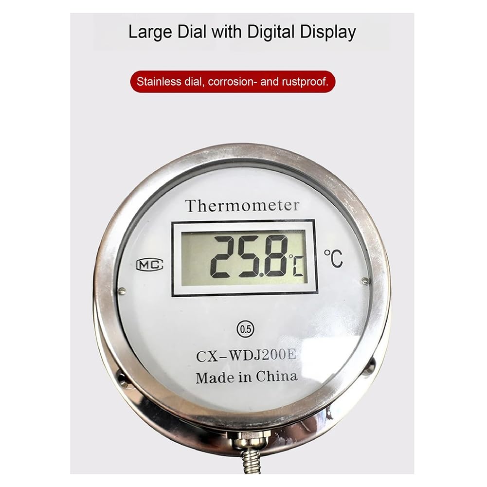 Termómetro de Acero Inoxidable con Pantalla Digital, Termómetro de Sonda Impermeable para Cocinar, Industrial