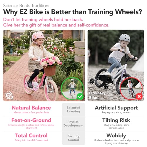 Image of RoyalBaby Girls Bike Belle EZ Kids Bike, Balance and Pedal Bicycle, 14 16 18 Inch Wheel for Age 3-8 Years Toddlers to Big Kids, Pink & Purple