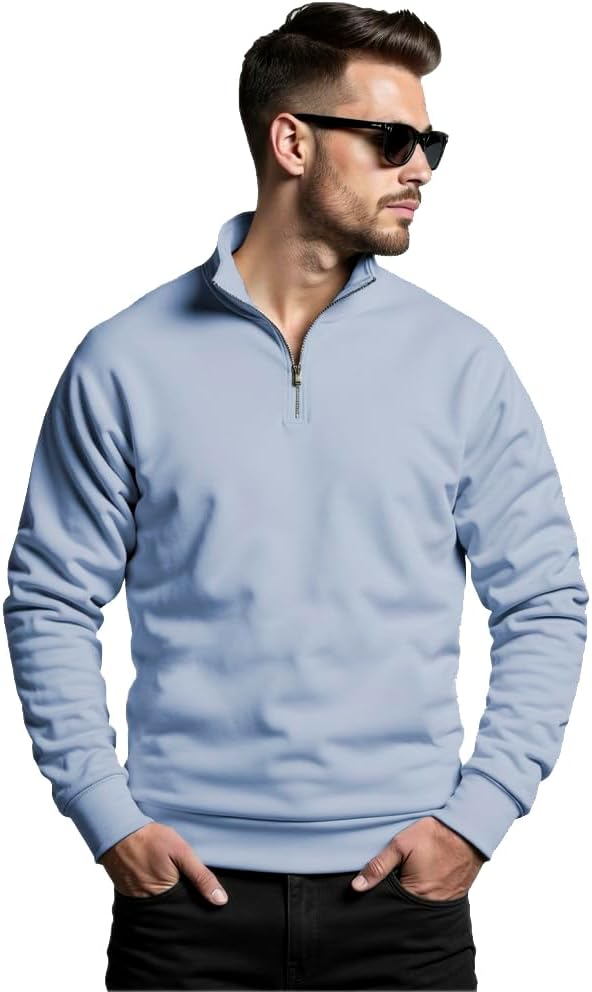 TrillionRegular Fit Solid Half Zipper Sweatshirt for Men | Men Sweatshirt