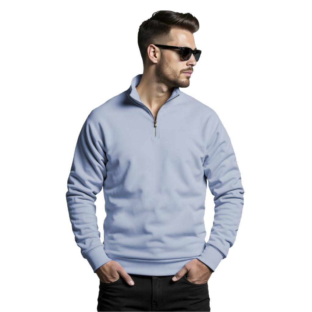 TrillionRegular Fit Solid Half Zipper Sweatshirt for Men | Men Sweatshirt