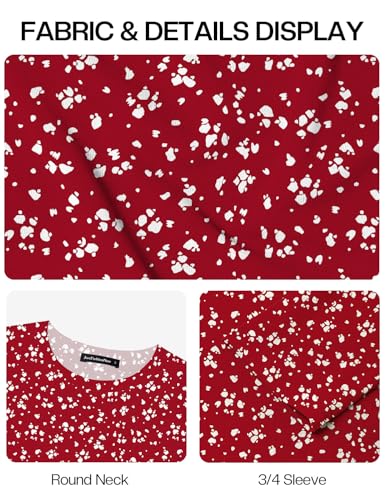 JUSTFASHIONNOW Plus Size Spring Clothes for Women Flowy Tops Womens Floral Tunic Tops 3/4 Sleeve Maternity Clothes Work Shirts（Floral Red，Large — view 6