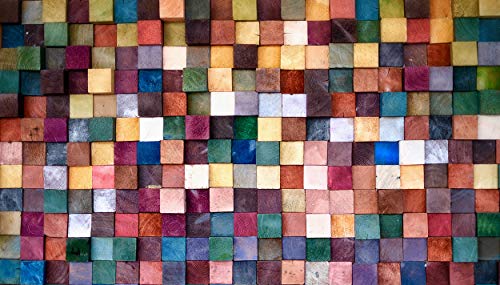 Image of DWELLSINDIA Multicolor Wood Cubes Self Adhesive Wallpaper Waterproof, Scratch Resistant, Laminated 41cmx244cm