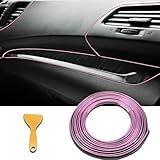 Piburth Car Interior Moulding Trim Strips, 33Ft/10M Universal Electroplating Decoration Filler Insert Strips, Styling Dashboard DIY Flexible Strip with Installing Tool (Pink)