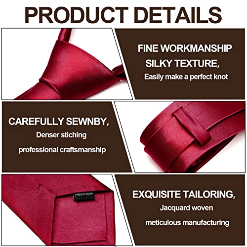 Image of Sureio 20 Pcs Men Tie and Pocket Square Set Satin Formal Solid Ties for Men Pocket Square Handkerchief for Wedding