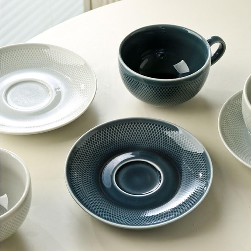 Porcelanowy kubek do kawy ze spodkiem, Ceramiczne wypalane w piecu. Zestaw spodków do filiżanki herbaty i kawy(Style1)