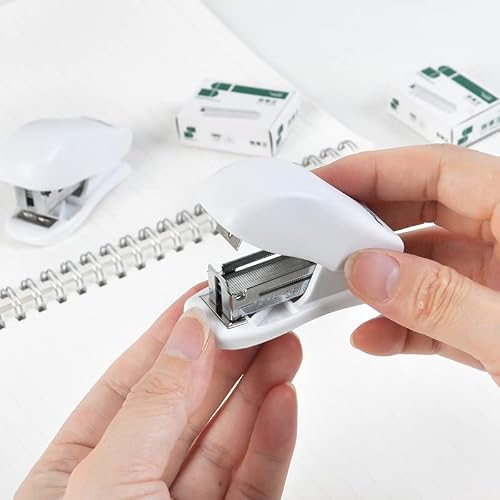 Mini Stapler with Staples, Office Desktop Stapler,25 Sheet Capacity,Small Stapler with 640 Standard Staples, Easy to Carry and Store，Cute Compact Travel Size Stapler for Office School Family (White) - Thumbnail 7