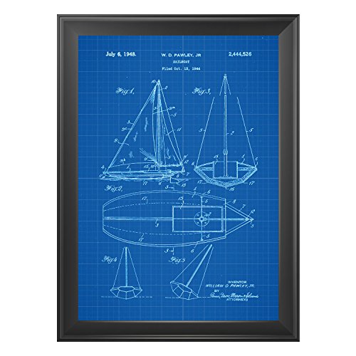 Nacnic set 4 Stampe artistiche sfondo blu brevetto...