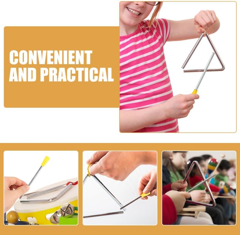 Totority Triangle Iron Mallets Set 8 pcs Triangle Iron Percussion Sticks 5.03in Hand Percussion Tool Accessories for Instrument Beginners Home Classroom Practice image 5