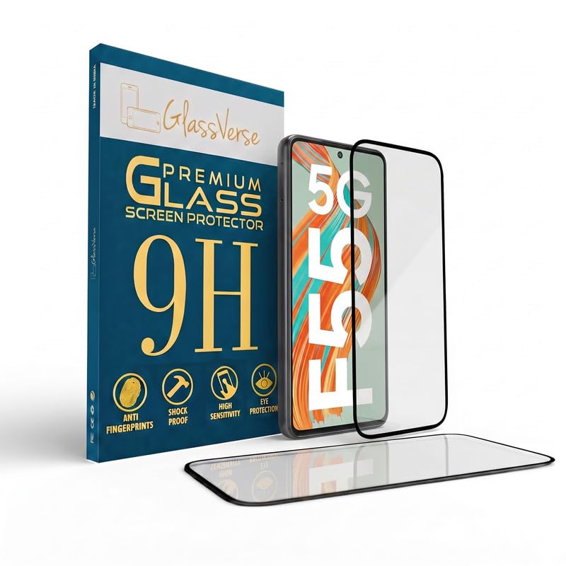 Image of GlassVerse 9H Tempered Glass For Samsung Galaxy F55 5G (Pack Of 2) with Free Installation Kit Full screen Coverage - 6.7 inch