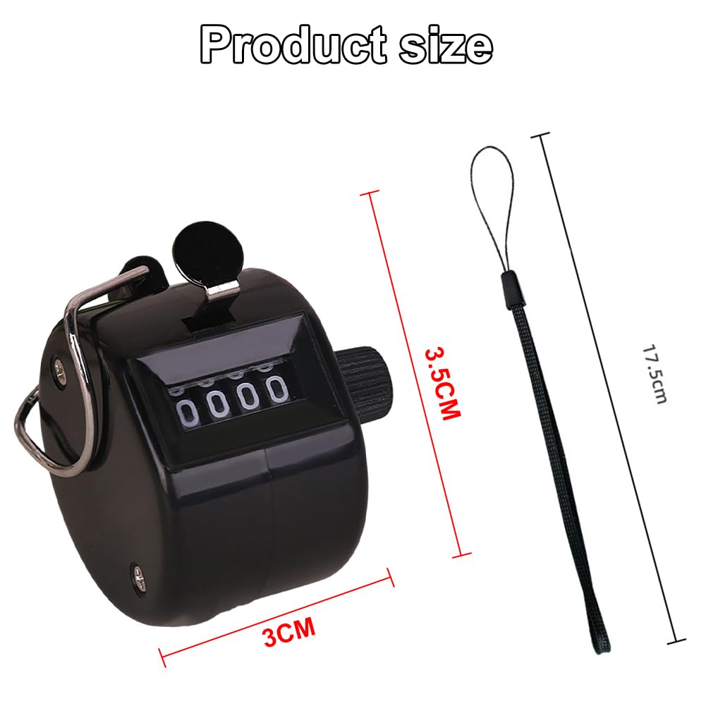 Contatore a Mano 4 Cifre in Metallo e ABS, Contatore Clicker Meccanico per Sport, Persone, Allenatore, Scuola, Golf
