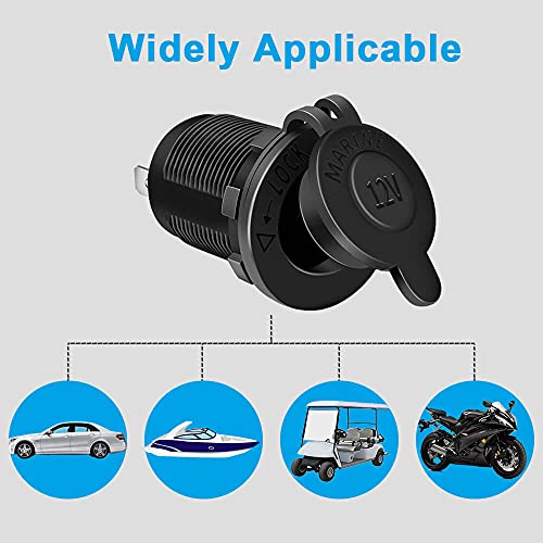 1-Pack Cigarette Lighter Socket, 12V Power Outlet Receptacle for Car Marine Motorcycle ATV RV, with Wire Fuse DIY Kit by Riseuvo