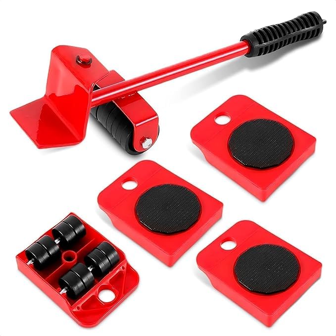 Kian Furniture Lifter Mover Tool Set Heavy Duty Furniture Shifting Lifting Moving Metal Tool with Wheel Pads for Easy and Safe Moving, Suitable for Sofas, and Refrigerators (Red) (Pack of 1)-image-31