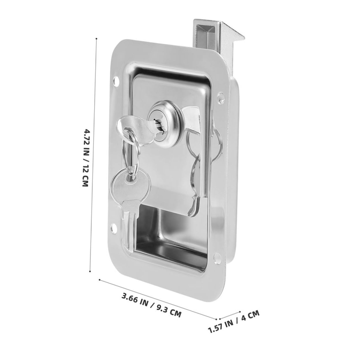 Serrure à Poignée à Palette Inox Encastrée avec Clés Loquet Anti-grincement pour Portes de Véhicules Camions Remorques et Coffres Marines