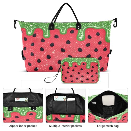Travel Gym Bag, Watermelon Seeds Weekender Overnight Duffle for Women with Toiletry Bag Travel Swim2