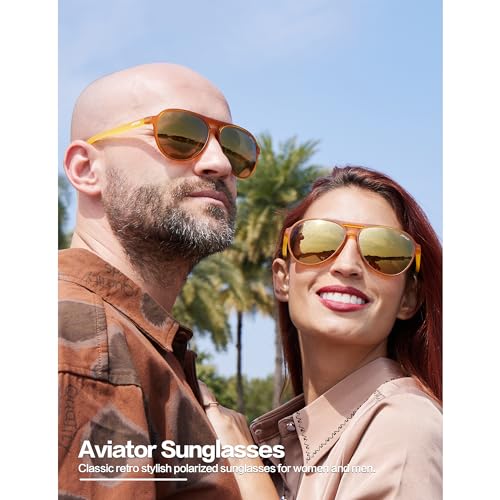Image of Jefoo Polarized Aviator Sunglasses for Women Men Retro Trendy Sports Sunglasses for Outdoor UV400 Protection