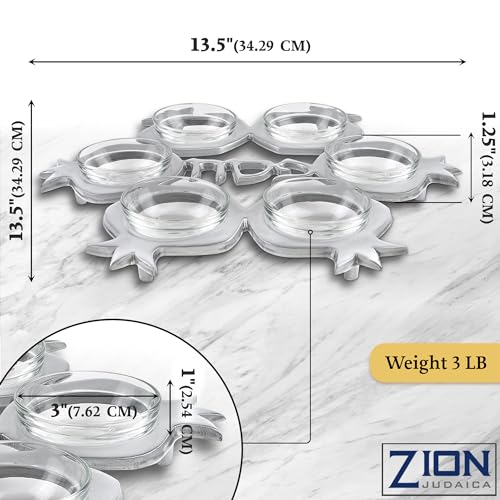 Placa de Pascua con platos de cristal y base de aluminio brillante plata 4