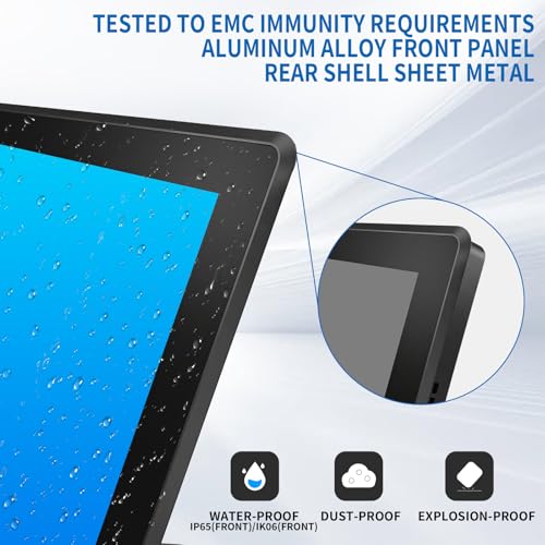 Image of 10.1 Inch Industrial Touch Screen Monitor, 10 Points Touch, Ratio 16:10 Capacitive PCAP Display, 1280 x 800R, Active Matrix TFT LCD, LED Backlight, VGA, DVI, HD-MI Ports