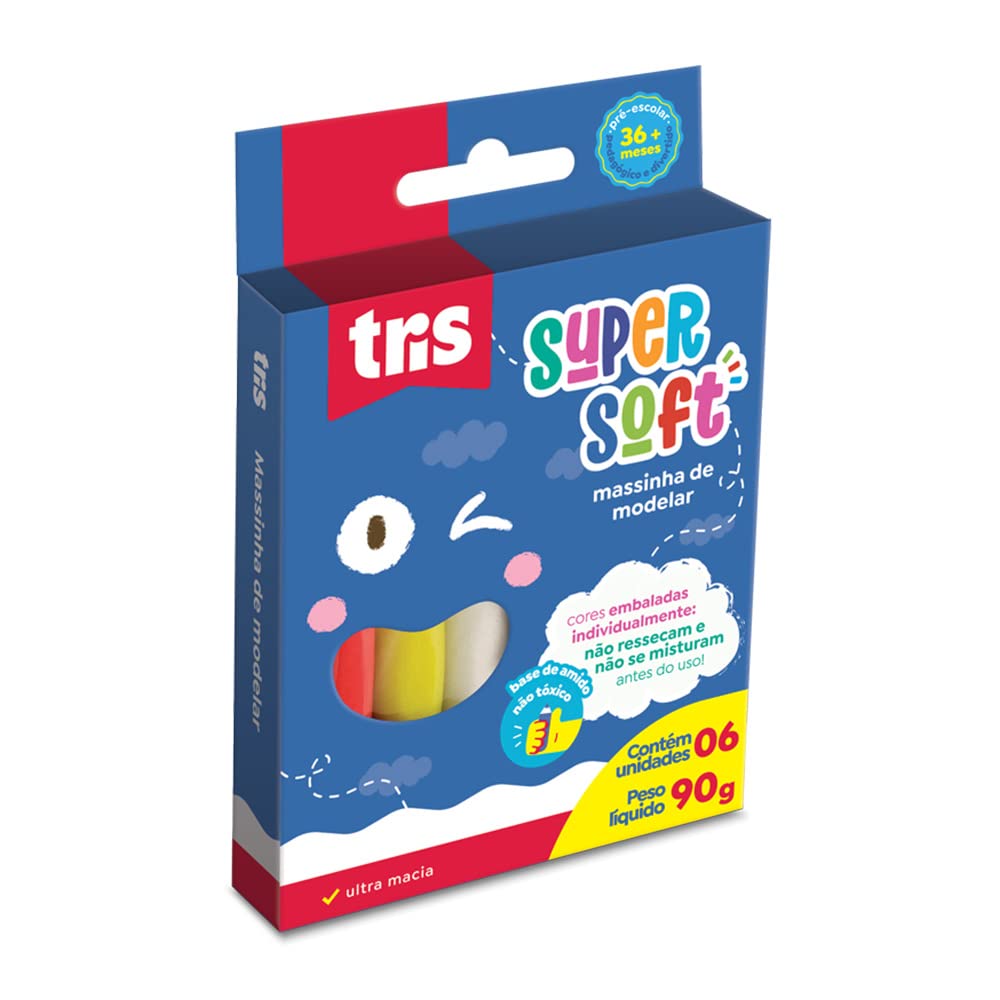 Massa De Modelar Supersoft 90G - Conjunto C/6 Cores - Tris