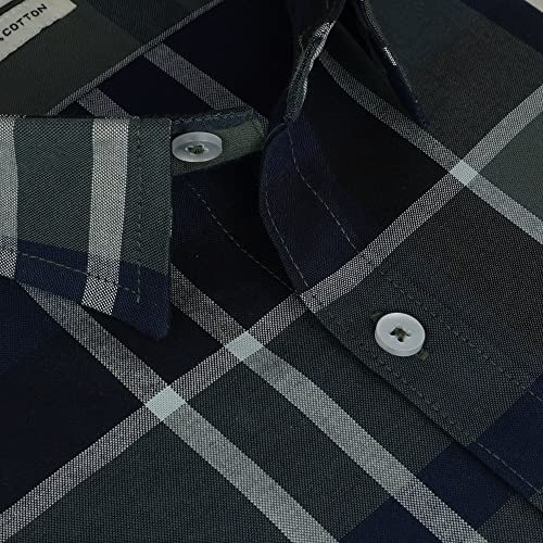 Image of GHPC 100% Cotton Checkered Half Sleeves Regular Fit Formal Shirt for Men