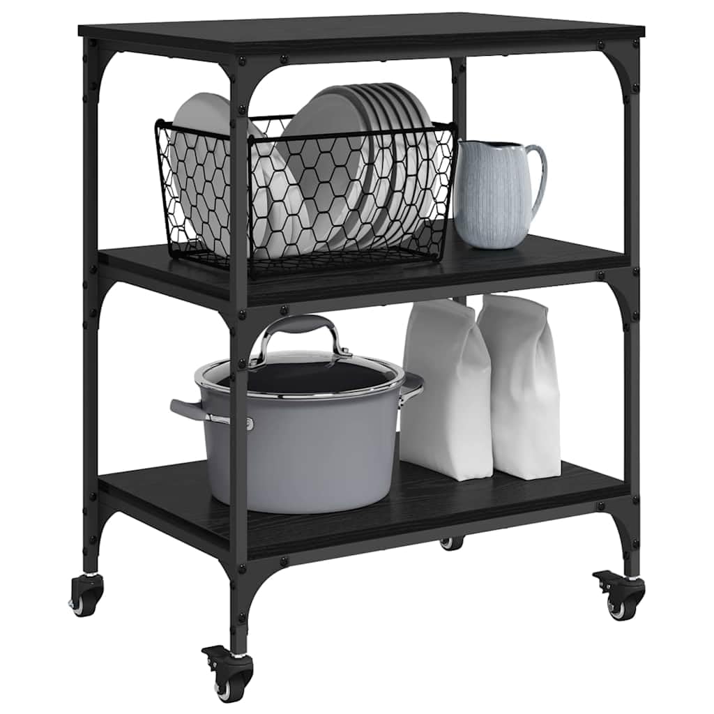 Carrito de cocina con ruedas para almacenamiento, encimera, carrito de cocina, con ruedas para almacenamiento, encimera, carrito auxiliar ideal para cocina y comedor (60 x 41 x 76 cm)