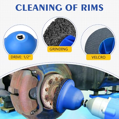 Radnabenschleifer Topfschleifer Radnaben Reinigen Entrosten Schleifen Durchmesser 90mm -150mm 1/2 Radnaben-Schleifmaschine, Radnabenreiniger, Aluminium Nabenschleifer, 2 Ersatzscheibe